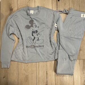 Disney Mickey Quilted Embroidered Women‎ XS Blue WDW Jogger Set Tracksuit